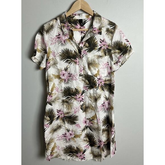 Kut from the Kloth Tropical Floral Button-Front Mini Dress Short Size Medium Wms - Picture 1 of 8